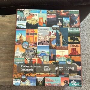 1000pc pzl by Pickforu. Vintage American Landmarks. All pieces accounted for.